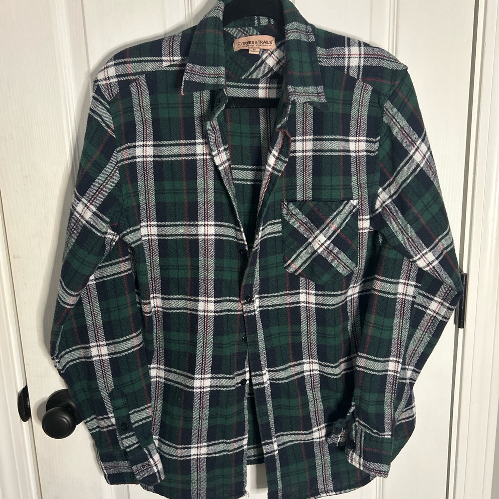 Trees & Trails Green Flannel Button Down